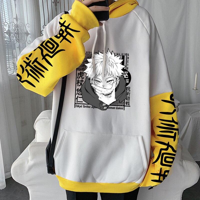 Japan Anime Jujutsu Kaisen Itadori Yuji Manga Hoodies Männer Frauen Mode Streetwear Winter Lose Beiläufige Langarm Sweatshrts L weiß