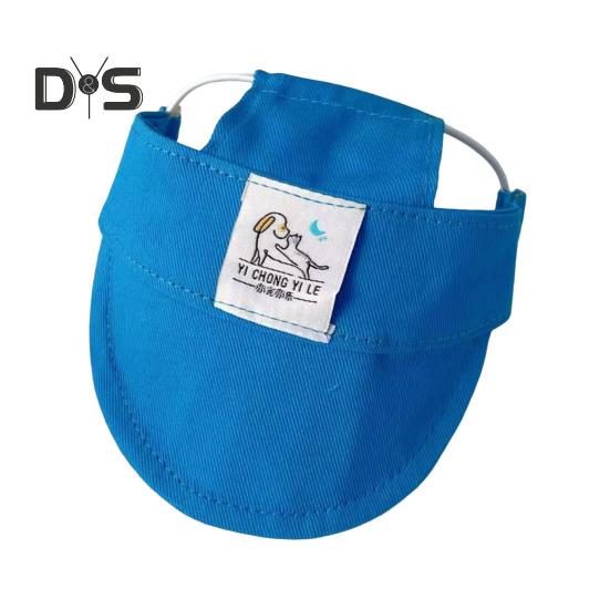 Haustier-Baseballkappe mit Ohrlöchern, verstellbarer Sonnenschutzhut für Hunde, Sommer-Schirmkappe für kleine und mittelgroße Hunde und Katzen S blau