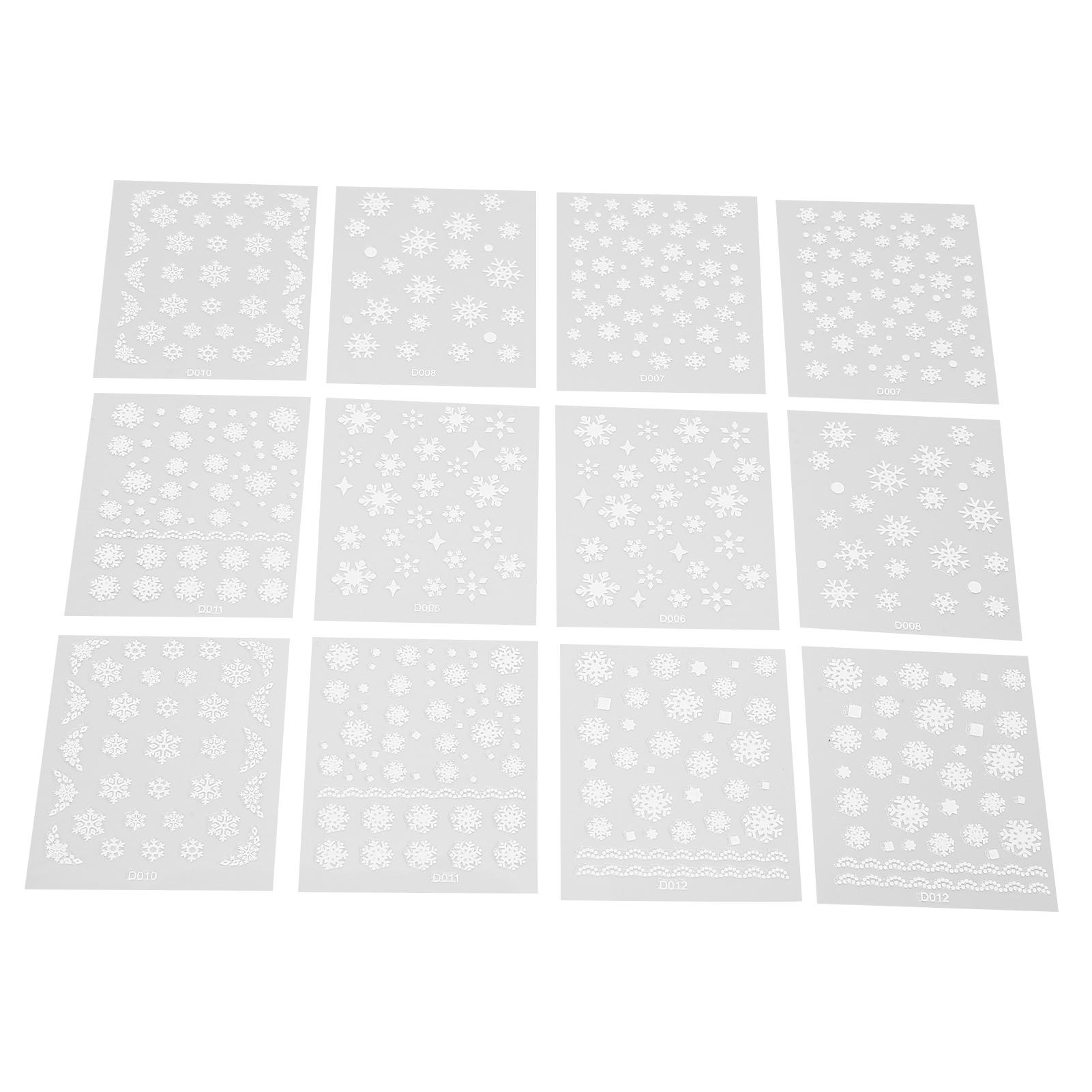 12 Blatt Nailart-Sticker Weihnachten Selbstklebende Schneeflocken Maniküre Aufkleber Zubehör für Frauen