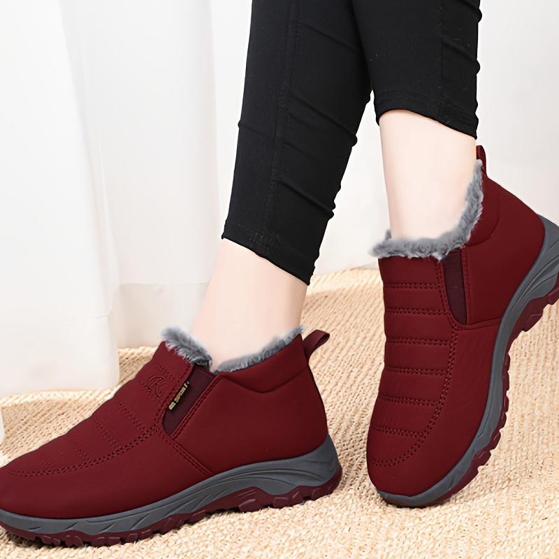Größer Schneestiefel Herrenschuhe für Herren Warmes Fell Winter Herrenschuhe Unisex Stiefeletten Wasserdichte Schuhe Herrenschuhe Arbeitsschuhe 41 rot