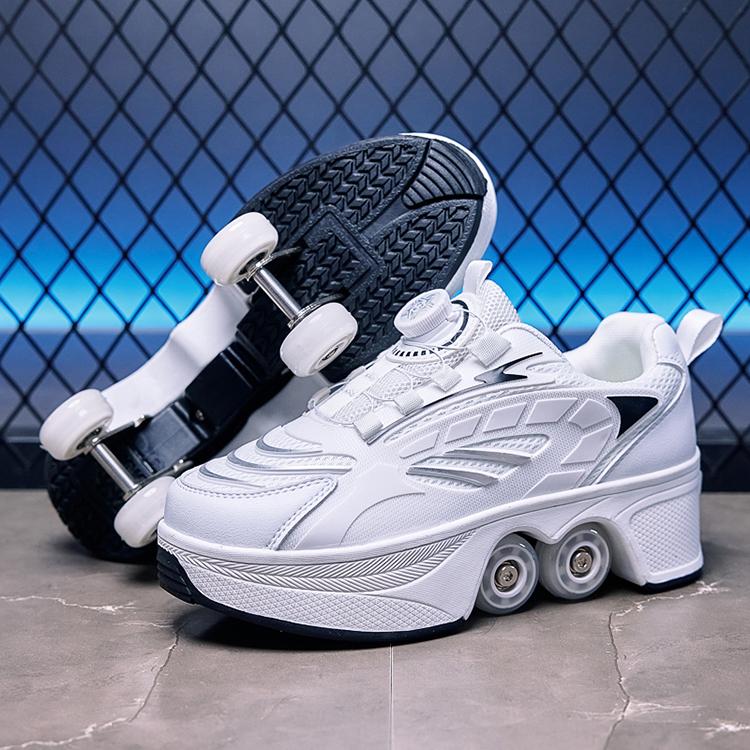 Rollschuhe Kinder Geschenke Neue Große Vierrädrige Rollschuhe Vierrädrige Einziehbare Rollschuhe für Teenager Wasserdicht 38 black