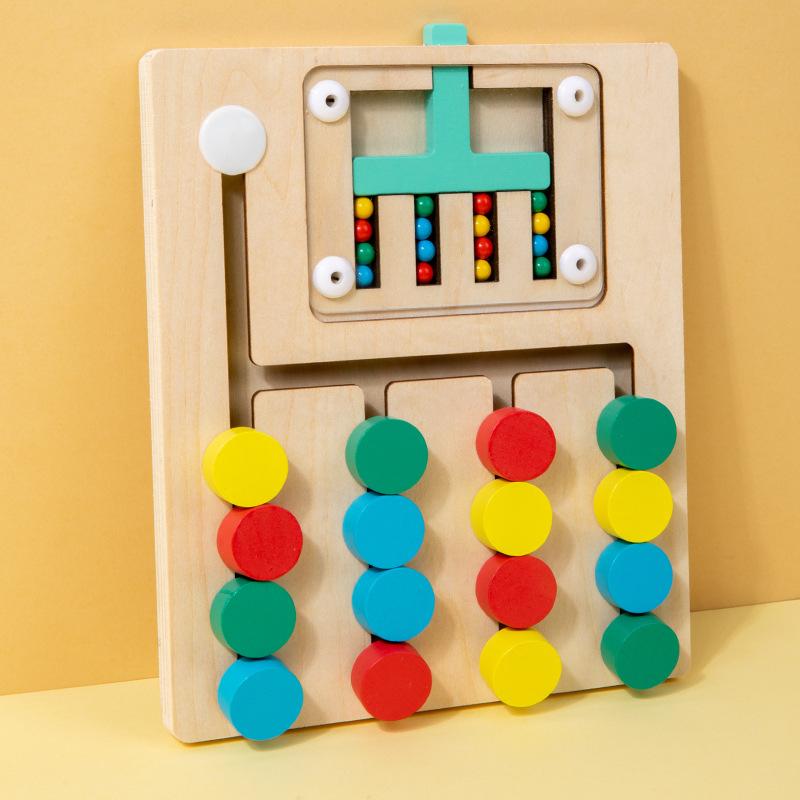 Montessori Farben Kognitives Zuordnungsspiel aus Holz Frühes Lernen Lernspielzeug für Kinder Logisches Denktraining beige