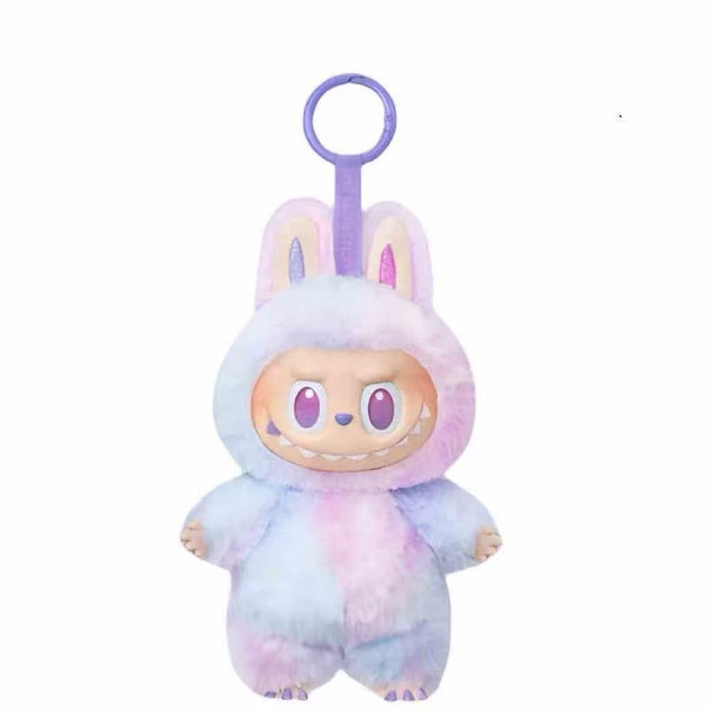 Beliebte Labobo Dritte Generation Plüsch Schlüsselanhänger Trendiger Bubble Mart Weiche Kurze Vinyl Plüschpuppe Spielzeug Niedlicher Cartoon Anhänger für Schultaschen Handtasche Auto violett