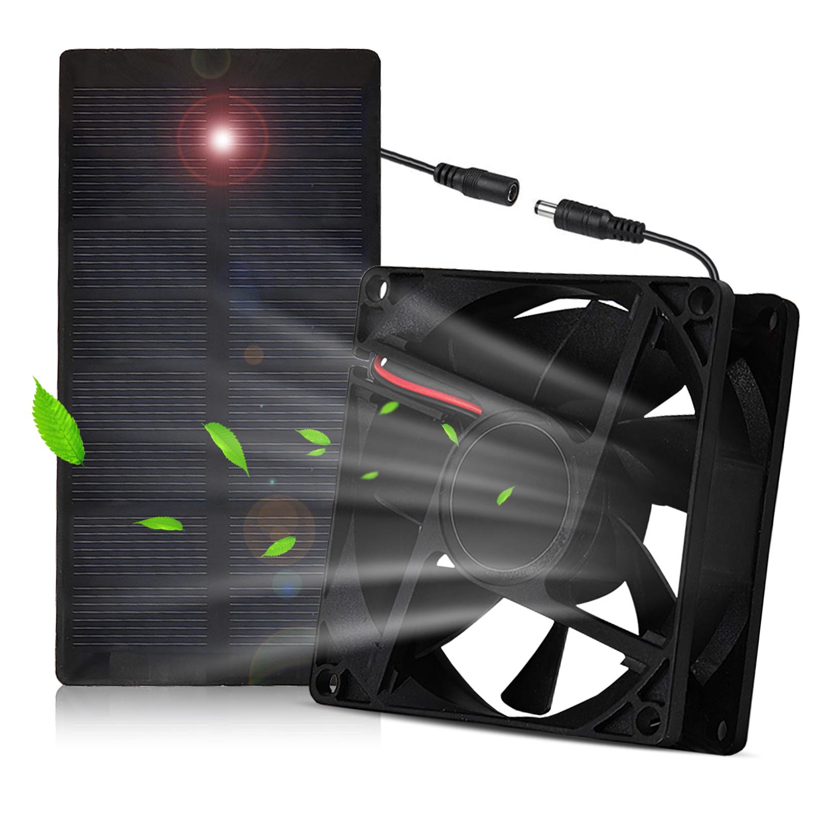 Solarbetriebener Ventilator für Outdoor-Camping, kleiner Solarventilator mit Solarpanel, Ventilator-Set, 3000 U/min, IP65 schwarz
