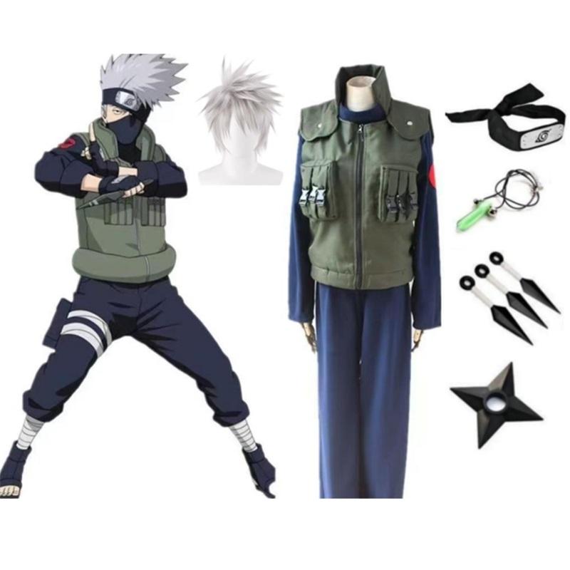 Anime Vierter Hokage Kakashi Hatake Cosplay Kostüm Für Junge Ninjas, Inklusive Perücke. XXL blau