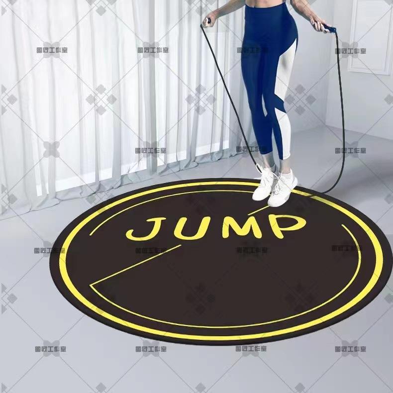 Kreisförmige Springseil-Bodenmatte, Sprungübungsteppich, Indoor-Fitness-Yogamatte, verdickte, rutschfeste Polsterung, Sport-Springseilmatte 200x200cm