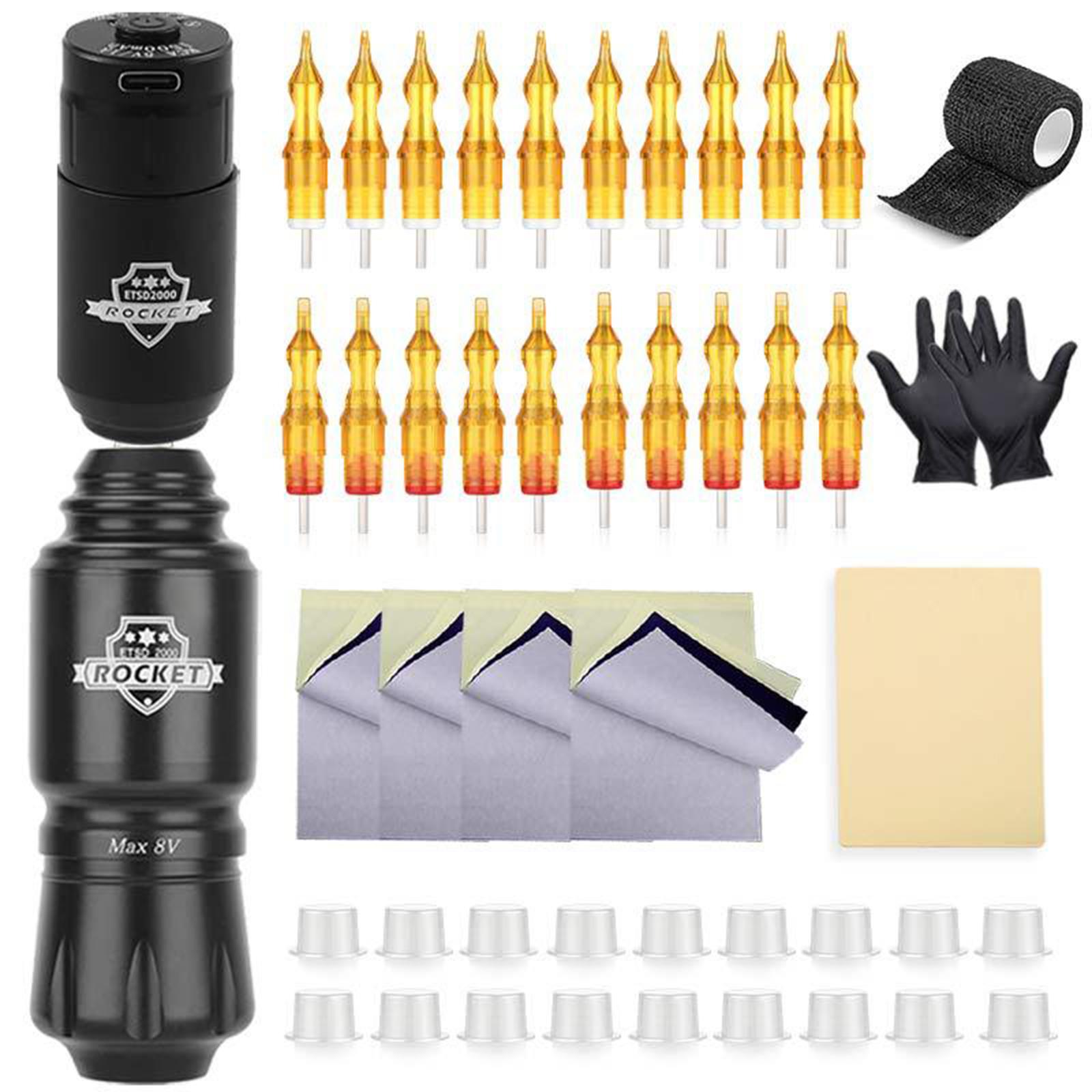 Tattoo Maschine Kit Rotary Motor Tattoo Stift Tattoo Netzteil 5RM5RL Integrierte Nadel Transfer schwarz