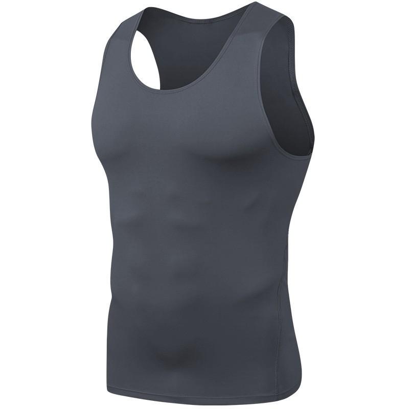 Schnell trocknendes Herren-Kompressionsshirt zum Abnehmen, Body Shaper, Weste, Workout-Tanktops, Bauchmuskel-Unterhemden M graue