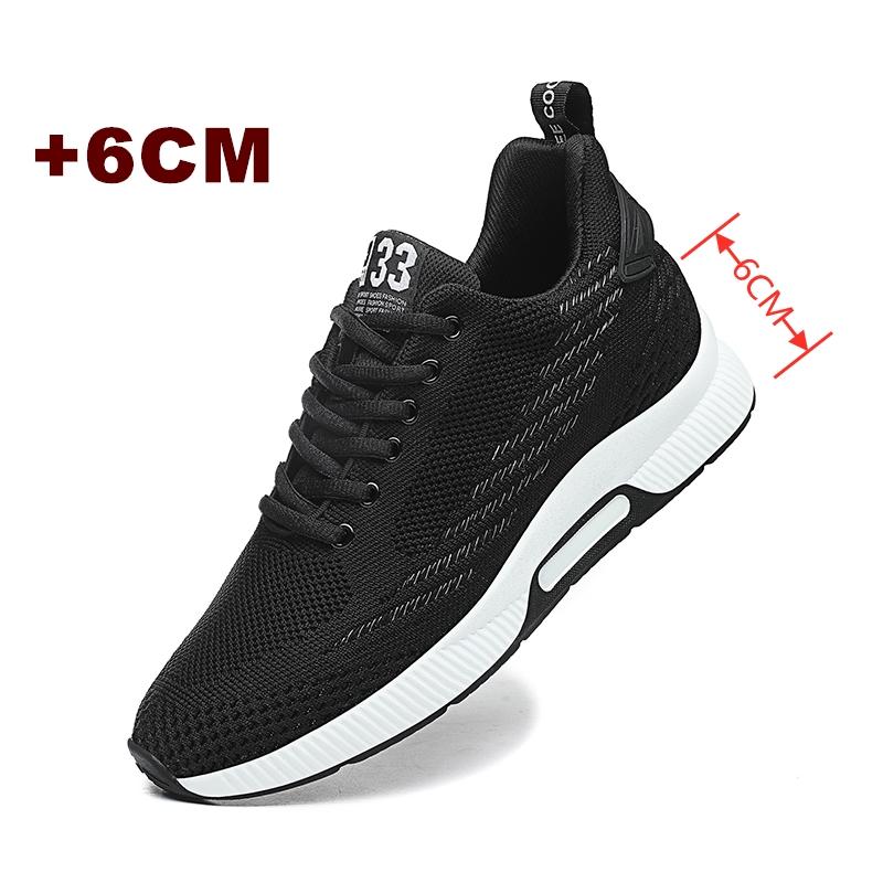 Schuhe mit erhöhtem Absatz in großen Größen für Herren, Turnschuhe, Schuhe zur Erhöhung der Körpergröße, Einlegesohlen 6 cm, Schuhe zur Erhöhung der Körpergröße für den Alltag 46 schwarz