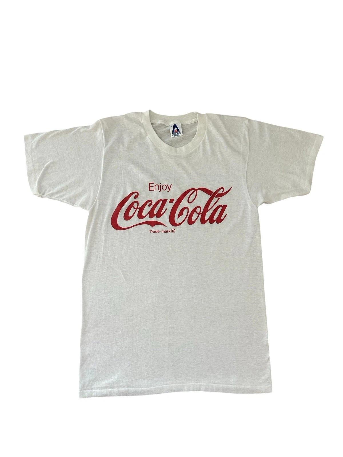 Vintage Coca Cola T-Shirt Herren Größe L Promo 90er Weiß USA S