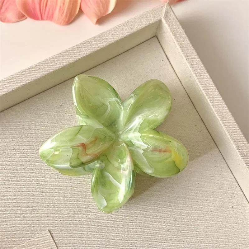 Korea Blume Form Haar Klaue Clips Süße Mädchen Gradienten Krabben Haar Krallen Pferdeschwanz Haarnadel Haarspange Kopfbedeckung Ei Blume Große Haarnadeln Haar Zubehör 1pc grün