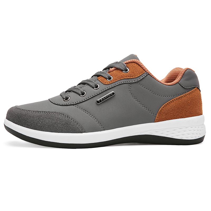 Herren Freizeitschuhe Mode Kunstleder Herren Sneaker Männlich Qualität Bequeme Lässige Sneaker Fahrschuhe Flache Herrenschuhe 46 gray
