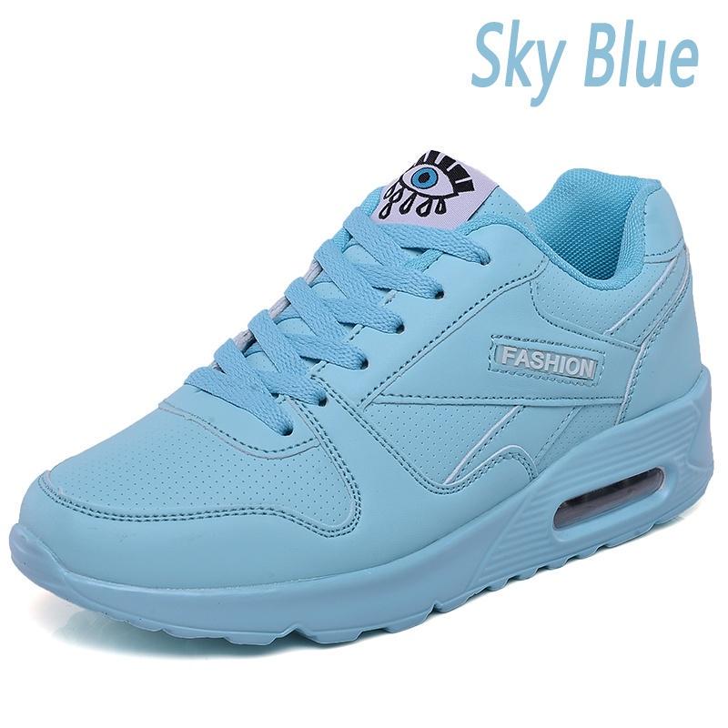 Damen-Freizeitschuhe, Leder-Plateauschuhe, Damen-Sneaker, weiße Damen-Sneaker, leichte Schuhe 39 blau