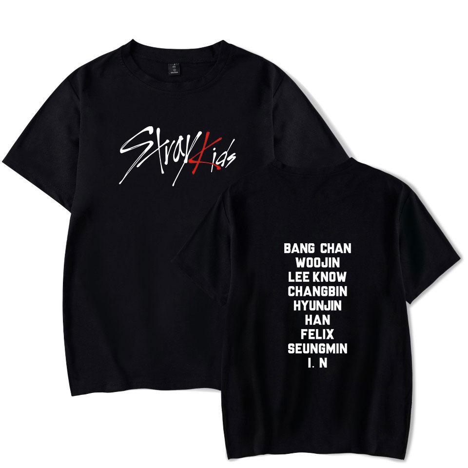 Neue Ankünfte Stray KPOP T-Shirts für Herren Sommerkleidung Fitness Rundhals Herren T-Shirt für Männer Oversized Neue Herren T-Shirts Tops XS schwarz