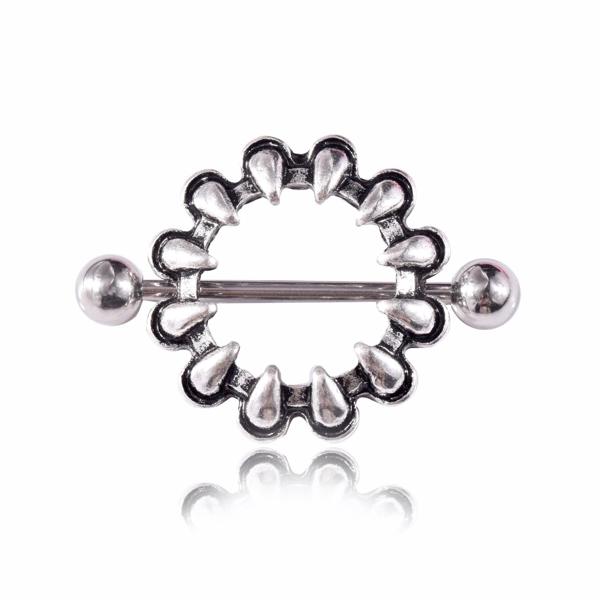 Edelstahl Punktion Schmuck Retro Trend Spitzkegel Zahn Milch Ring Nippel Schmuck