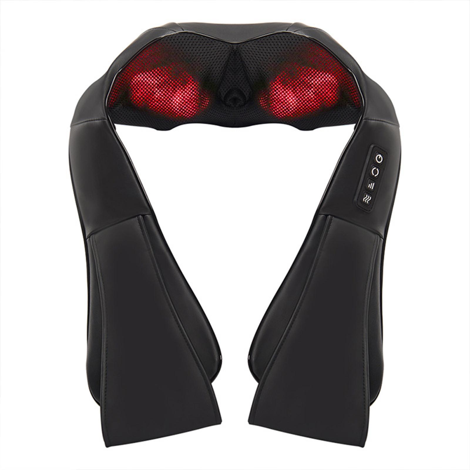 U-förmiges elektrisches Shiatsu-Massagegerät für Rücken, Nacken, Schulter und Körper mit Wärme, 3D-knetendes tragbares Massagegerät EU Plug schwarz