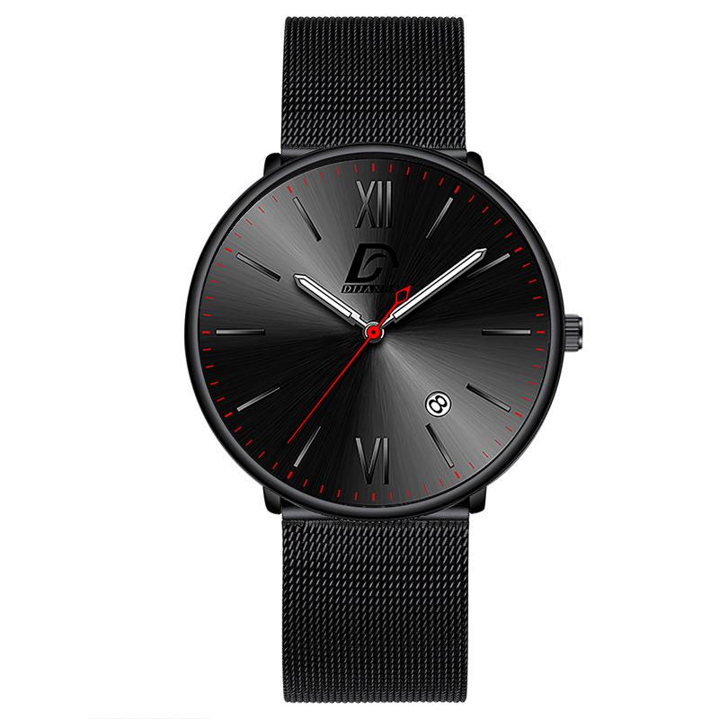 Mode Männer Uhren Edelstahl Quarz Armbanduhren Luxus Herren Analog Uhr Relogio Masculino schwarz