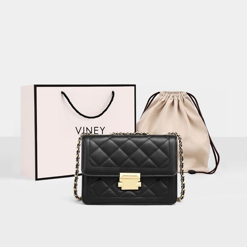 Neue Modische Crossbody-Tasche aus echtem Leder, Leichter Luxus, Vielseitige Kleine Tasche, Pendler-Damen-Tasche, Umhänge-Ketten-Tasche beige