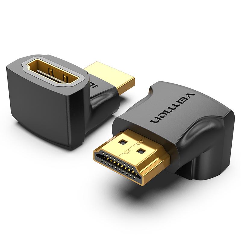 Vention HDMI Adapter 90 270 Grad HDMI Stecker auf HDMI Buchse Konverter 4K HDMI Anschluss für HDTV PS4 Lptop TV BOX HDMI Extender Down schwarz