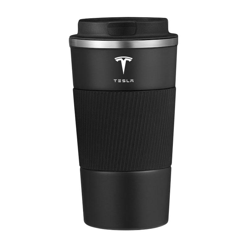500ml Edelstahl Kaffeebecher Thermosbecher Tragbarer Reise Thermobecher Für Tesla Modell 3 Modell X Y Stil Roadster Autozubehör schwarz