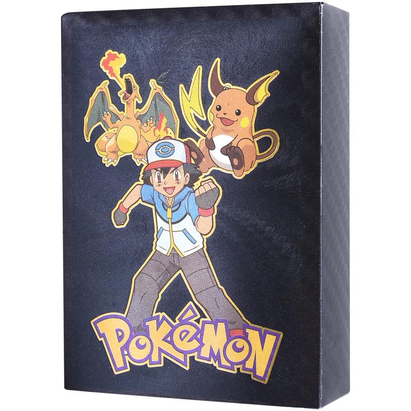 55 Stück Pokemon Goldfolie Karten Anime Cartoon Pokemon Englische Version Tcg Karte für Fans Sammlung schwarz