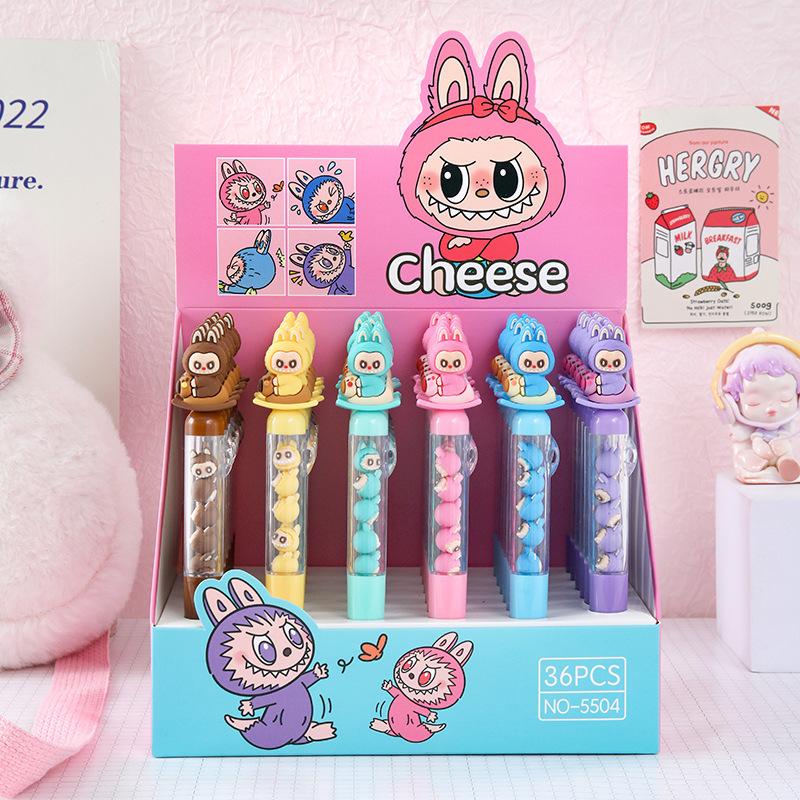 2 Stück Niedlicher Labubu Gelstift Niedlicher Cartoon DIY Perlen Neutralstift Studentenschreibstift Schreibwaren Weihnachtsgeschenk Studentische Schreibwaren