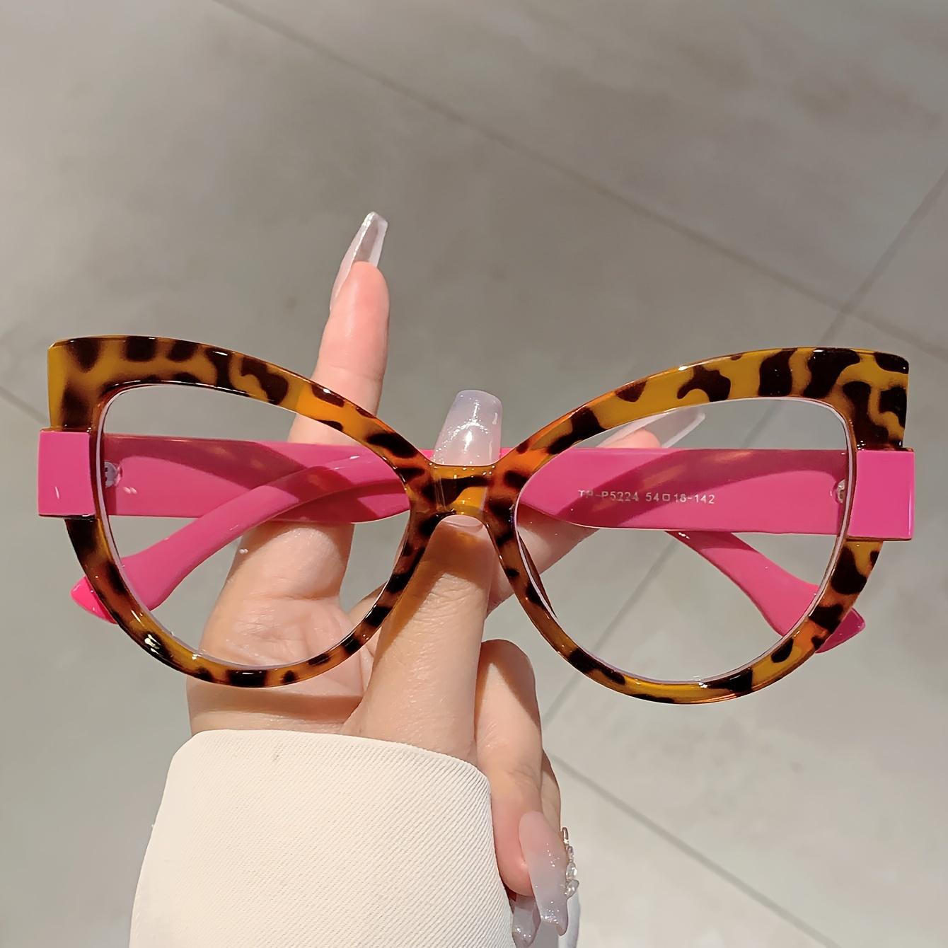 Bequeme Oversize-Brille im Cat-Eye-Stil Stylischer Color-Blocking-Stil Gn Glasse Schicke Leopardenmuster-Brille Stylische Linienverzierung Farbverlauf