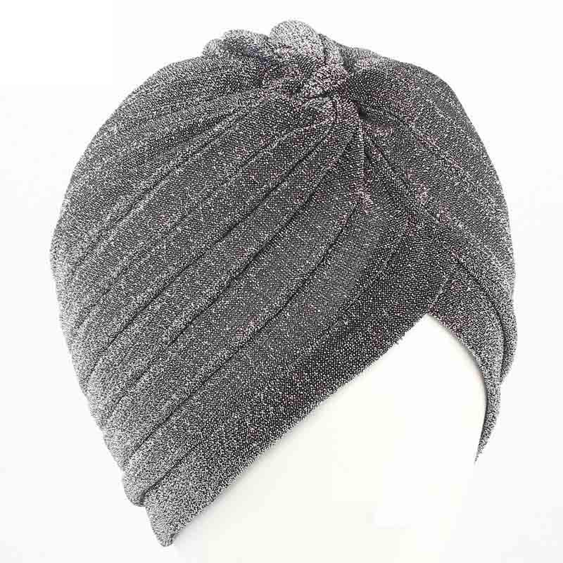 Damen Mode Kleidung Accessoires glänzende Mützen Geschenk Mädchen Turban elastische lässige Hüte silber
