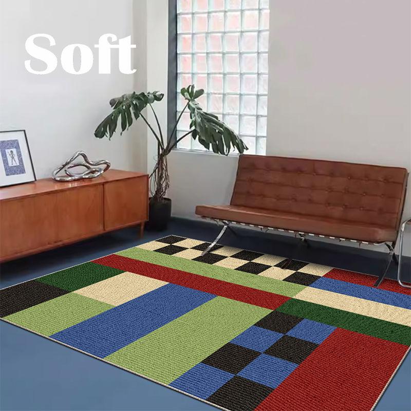 Moderner Bunter Geometrischer Teppich Wohnzimmer Dekoration Luxuriöse Ästhetische Teppiche Kunst Karomuster Teppiche Leicht zu Reinigen Rutschfest Schlafzimmer Teppich 200*250cm