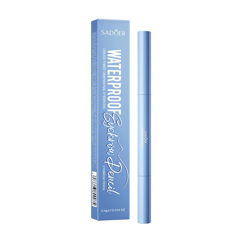 Waterproof natural double-headed eyebrow pencil 0.4gSADOER setting makeup anti-smudge eyebrow pencil brush dark brown gray