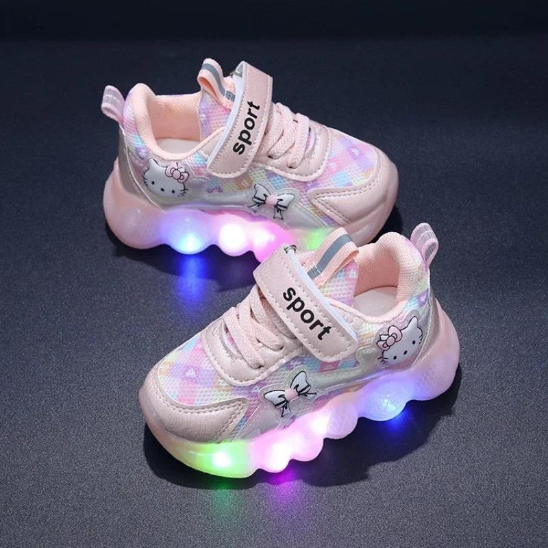 Sanrio Hello Kitty Mädchen Kawaii Glanz Turnschuhe Frühjahrs- und Herbstsaisons Schüler Cartoon Kind Rutschfeste Freizeitschuhe Neuer Stil 21 white
