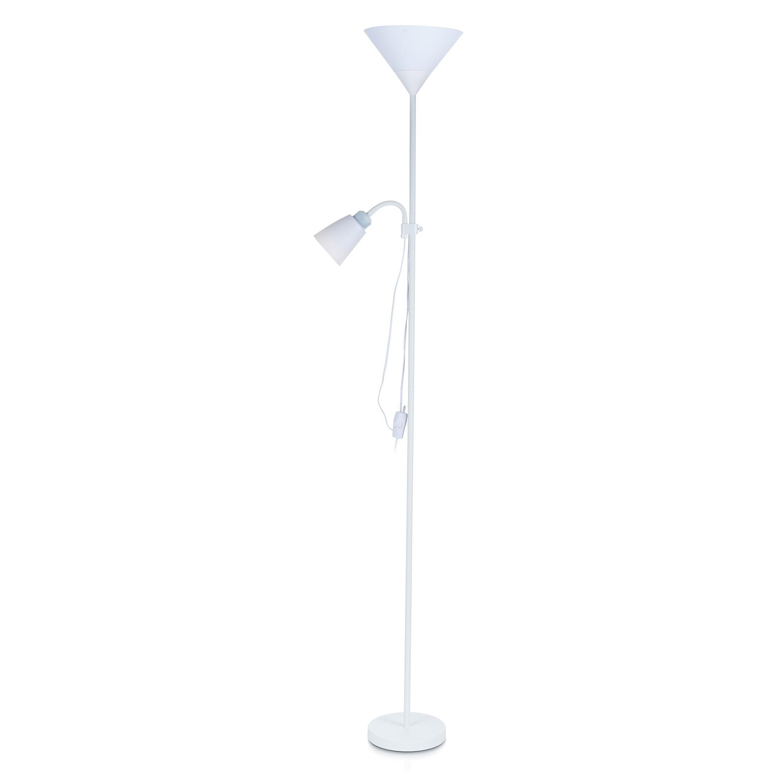 Moderne Stehlampe Doppelköpfige Stehlampe für Schlafzimmer Wohnzimmer Arbeitszimmer mit E27 Licht EU Plug weiß