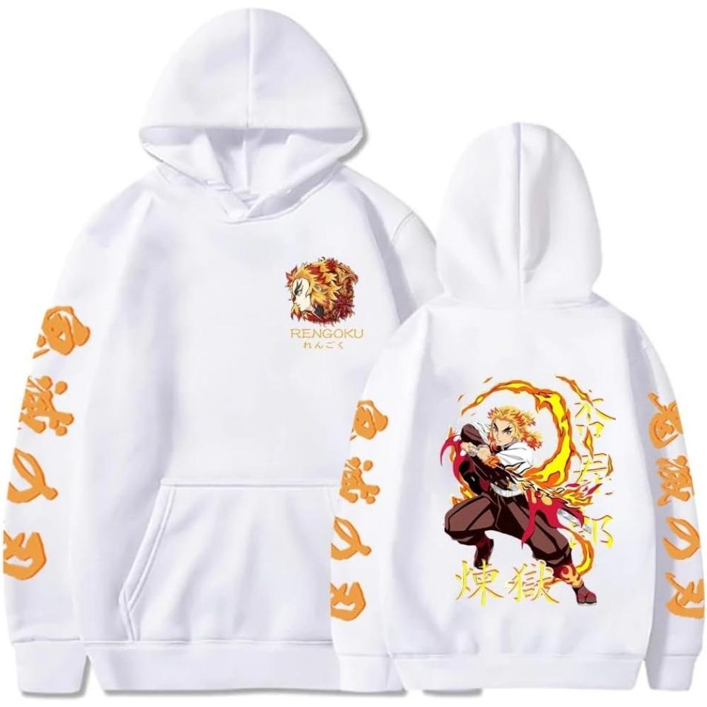 Anime Kapuzenpullover Herren Damen Kyojuro Rengoku Kapuzensweatshirts Übergroß Harajuku Streetwear Herrenbekleidung S