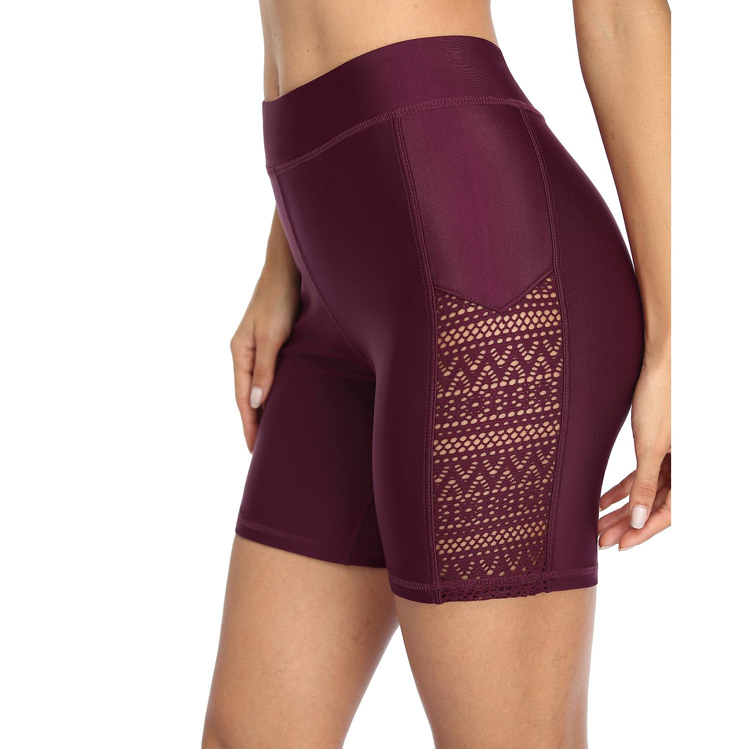 Charmleaks Damen-Badeshorts mit hoher Taille, ausgehöhlte Badehose, Bikinihose, Badebekleidung, Slip, geteilte Badehose XXL wein rot