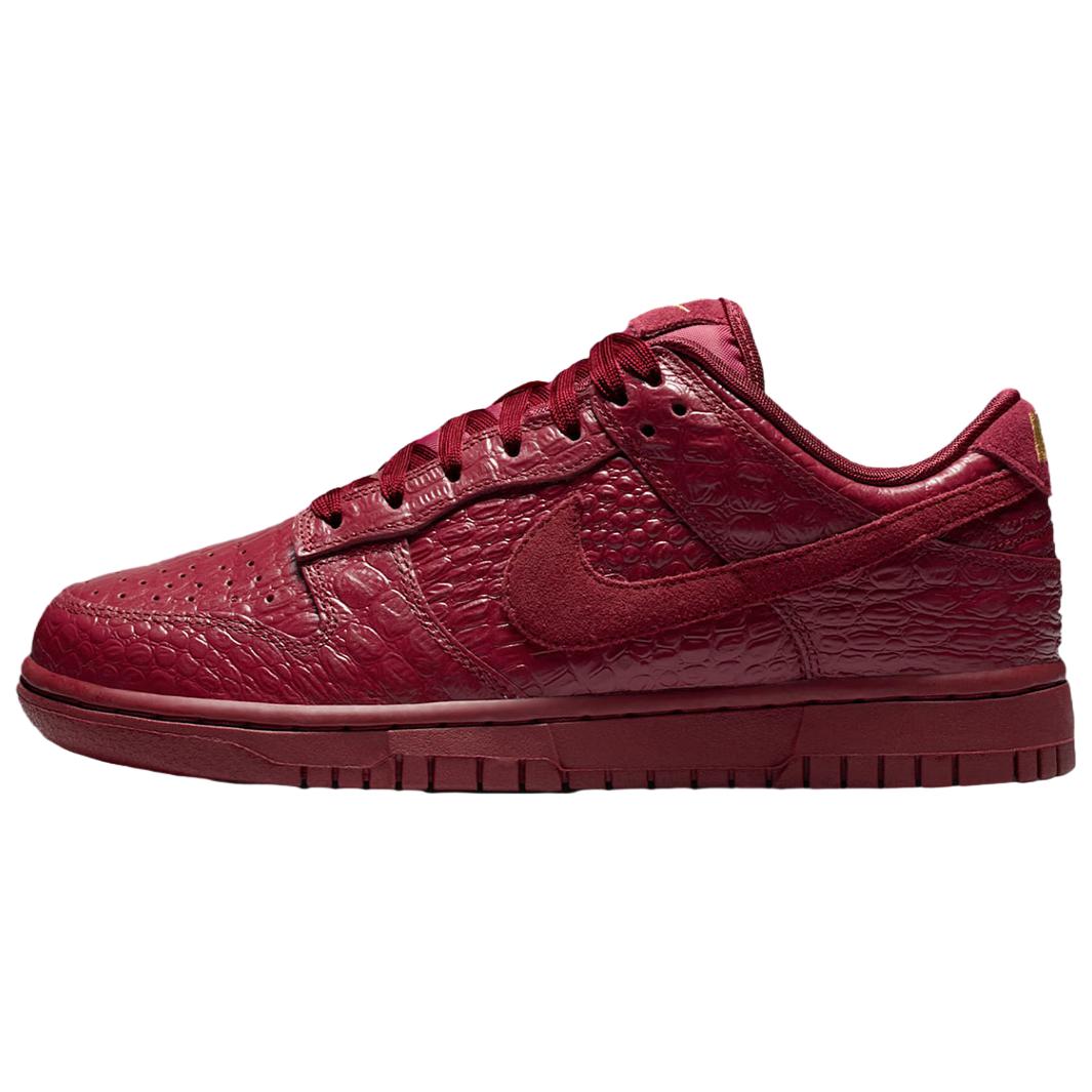 Nike Dunk Low Rotes Krokodil Damen-Sneakers Team-Rot Dunkel-Team-Rot Metallic-Gold HV4388-600 38.5