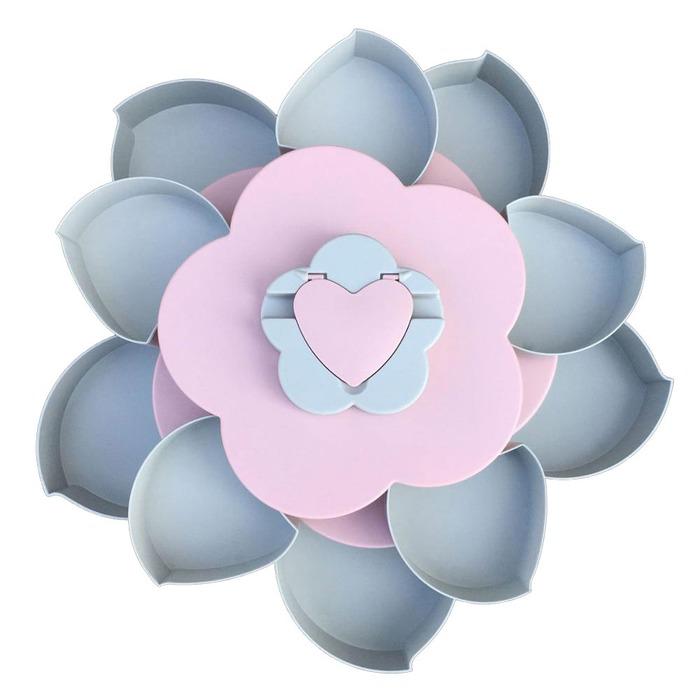 Blütenblatt-Form Rotierende Candy Box Snack Nuss Box Blume Süßigkeiten Obst Platte Lebensmittel Lagerung Fall Zwei-deck Getrocknete obst Lagerung Organizer rosa