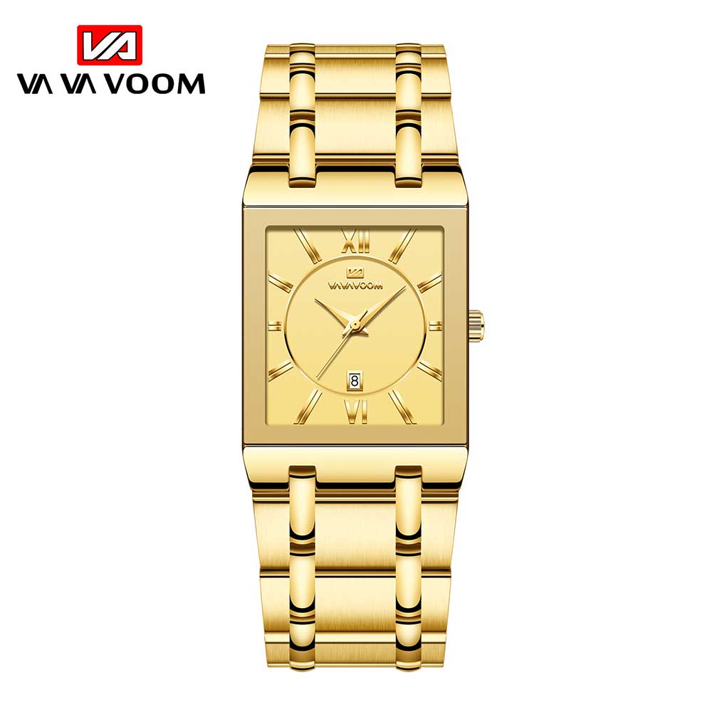 VA VA VOOM Relogio Masculino Sport Gold Uhr Männer Super Herren Uhren Top Marke Luxus Goldene Quarz Edelstahl 30 m Wasserdichte Armbanduhr goldgelb