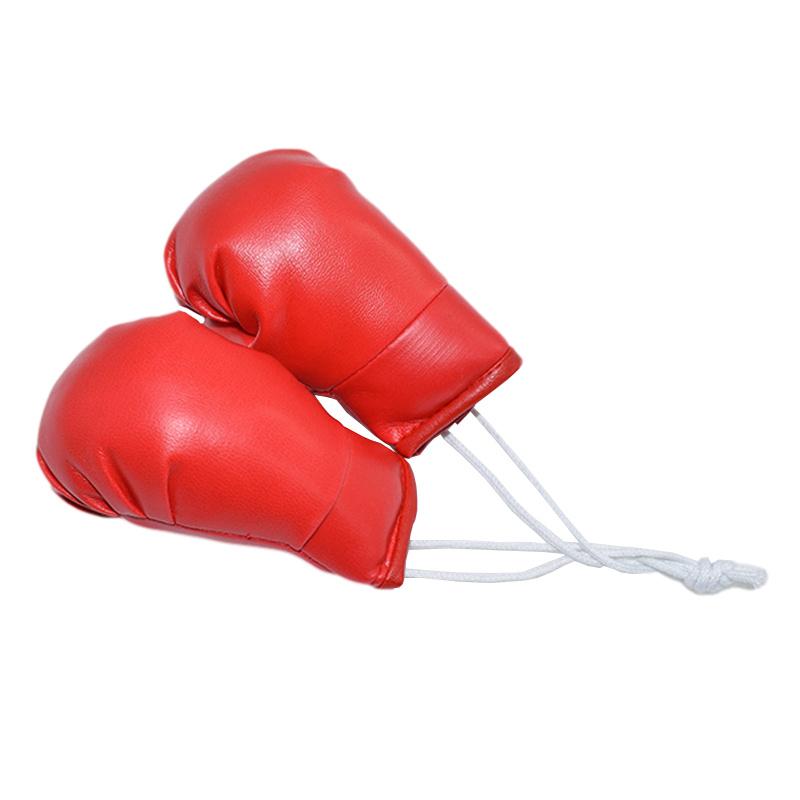 Boxhandschuhe Auto hängen Spiegel Dekoration Auto Innen DIY Ornamente Leder Anhänger rot