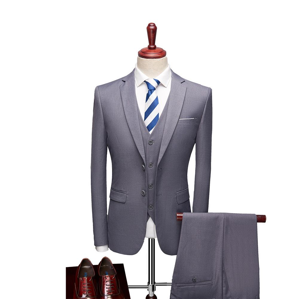 12 Farben Herrenmode Anzug Anzug Herren Hochzeit Bräutigam Business Casual Western Service Mann Anzüge & Blazer L-175 licht grau