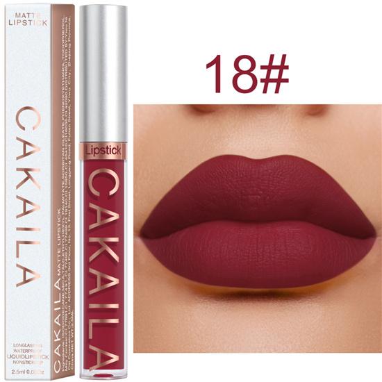 18 Farben Samtmatter Lippenstift Wasserdichter Nicht abfärbender Lippenstift Lang anhaltender Lippenstift