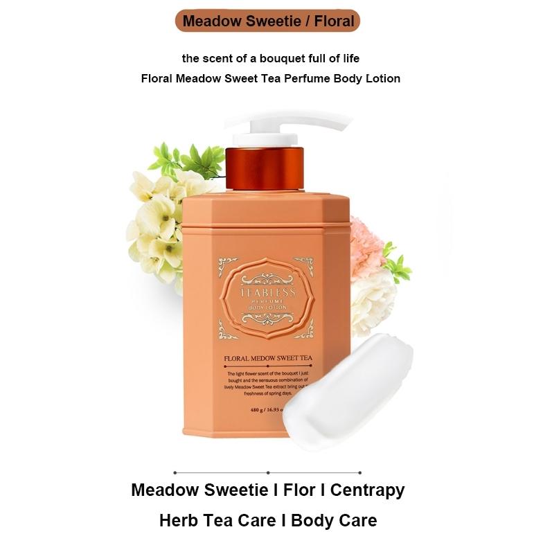 Teabless Parfümierte Körperlotion 480ml, Hypoallergen, Koreanische Kosmetik, Kbeauty, Probe FLORAL MEADOW SWEET TEA