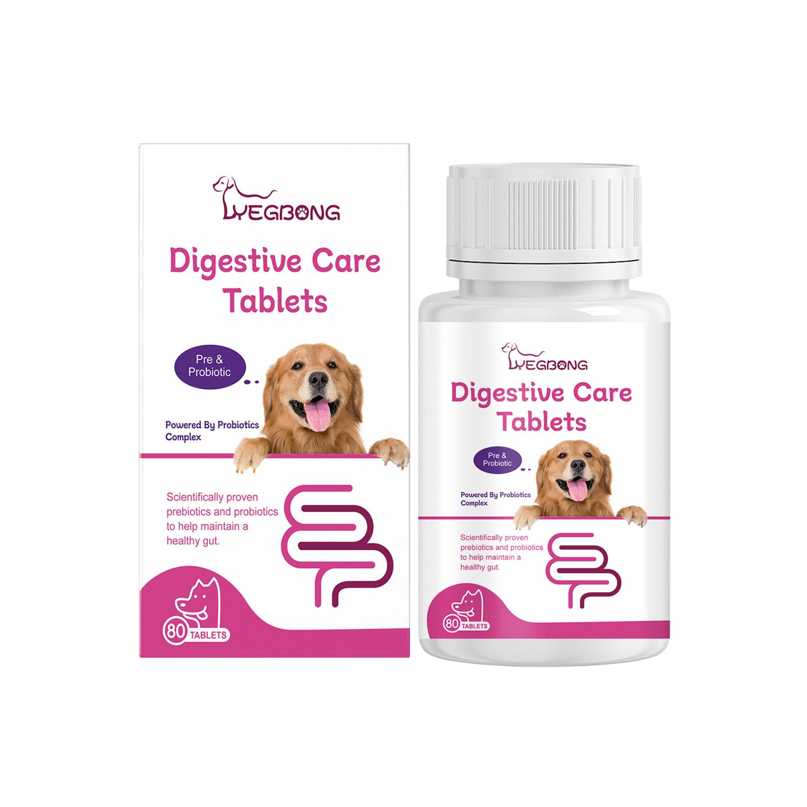 YEGBONG Probiotische Tabletten für Hunde Verbessern Sie die Darmgesundheit, gleichen Sie die Verdauung und Absorption aus. Nahrungsergänzungsmittel für Haustiere 80pcs