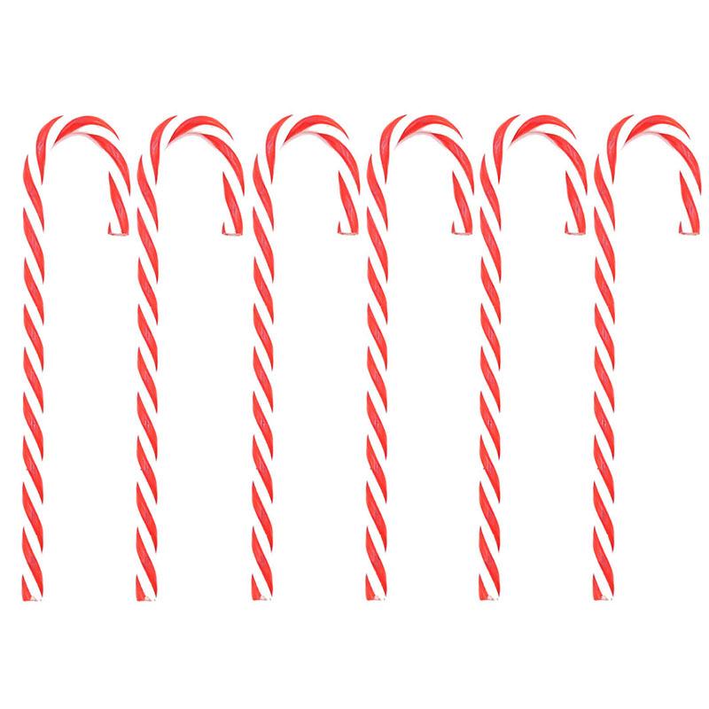 12 Stück Weihnachts-Zuckerstangen-Dekorationen, rot-weißer Baum zum Aufhängen, Süßigkeiten-Krücke, Feiertagsbaum, Wand, Fenster, hängende Ornamente, Girlanden-Dekoration 6PCS