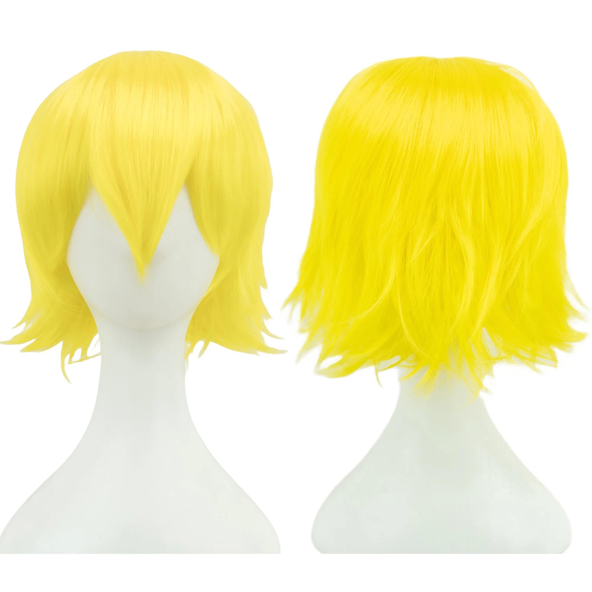 Synthetische Unisex 12 Zoll Kurze Cosplay Haare Party BOB Perücken mit Pony Rosa Blond Orange Halloween Kostüm Lolita Perücke as the picture-12inches