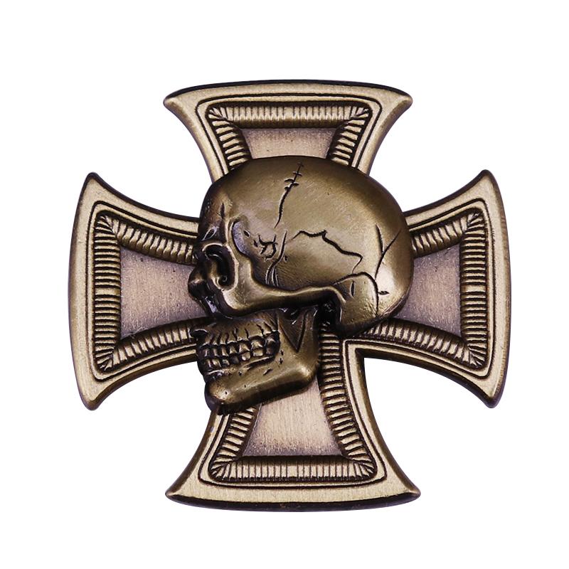Biker Cross Skull Abzeichen Hells Angels Emaille Pin Outlaw Brosche Vintage Stil Dekor