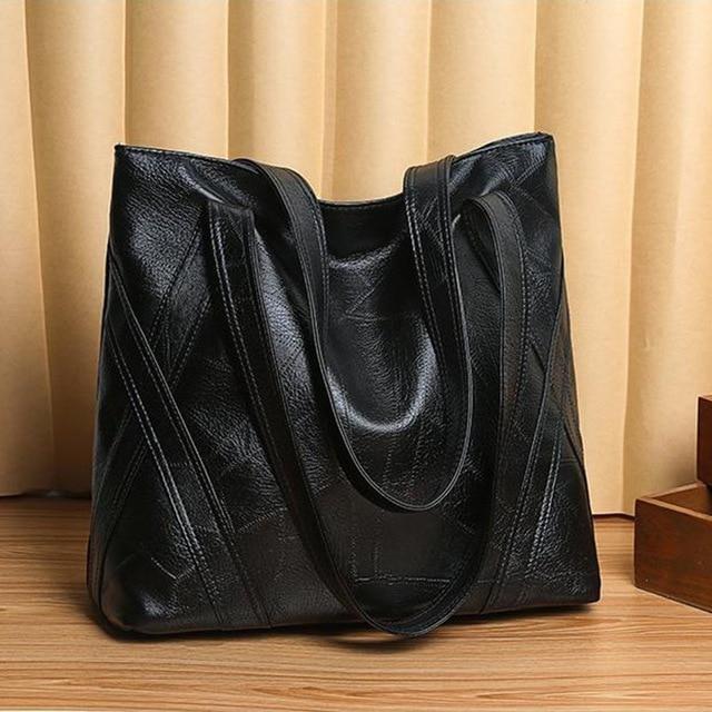 Mode Frauen Luxus Handtasche 2020 Neue Mode Frauen Schulter Tasche Große Kapazität Retro Weiche Pu Leder Hohe Qualität Einkaufstasche 36x18x30 cm schwarz