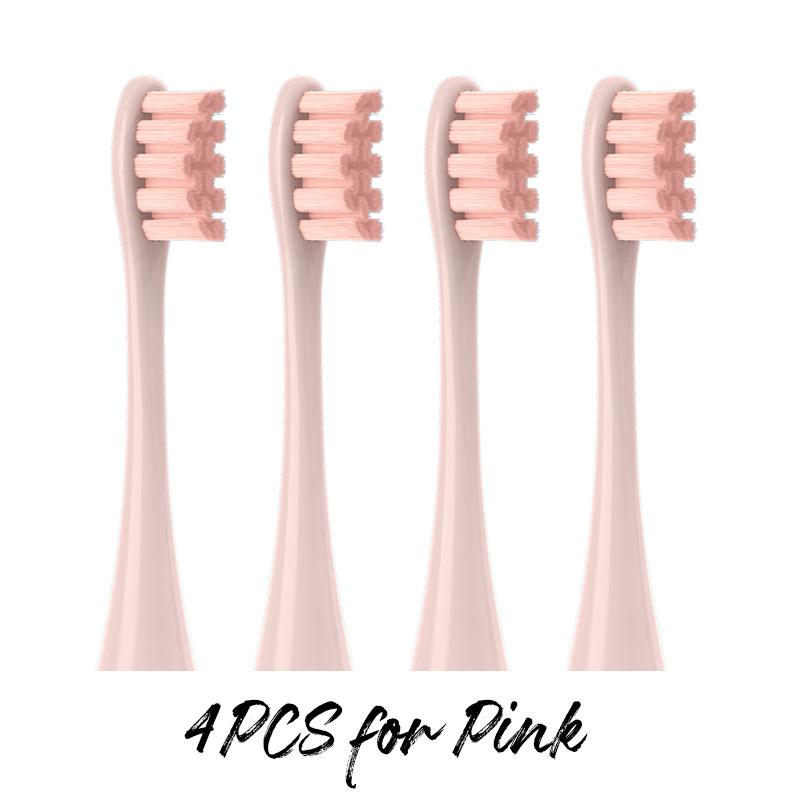 4 Stück Ersatzbürstenköpfe für Oclean X PRO/Z1/F1/One/Air 2/SE Soft DuPont elektrische Zahnbürste, vakuumversiegelt verpackt rosa