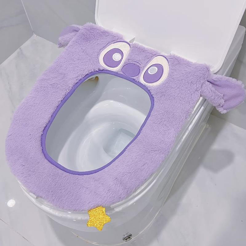 Cartoon Zuhause WC-Sitzkissen Imitation Kaninchenhaar Stich WC-Waschmaschine Waschmaschine Verdickt circular violett