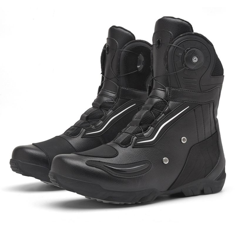 Retro Motorradschuhe Herren Motocross Stiefel Wasserdichte Urban Riding Schuhe Schwarze Motorradfahrerstiefel Leder Motorradzubehör 38