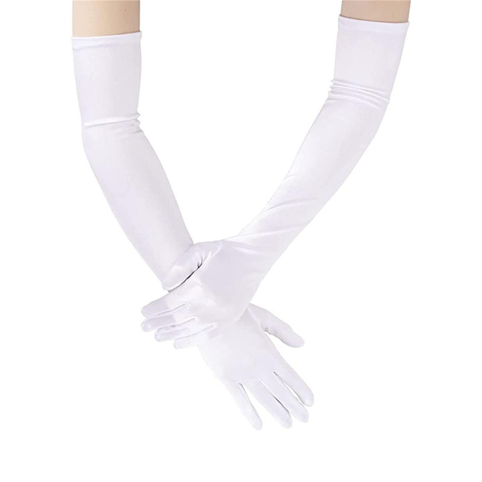 Hochzeitshandschuhe, lange Satin-Handschuhe für Damen, formelle Performance-Handschuhe, Satin-Handschuhe, Tanzhandschuhe, Bankett-Handschuhe, Abschlussball-Handschuh weiß